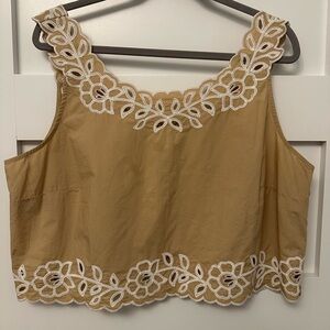LOFT Floral Eyelet Poplin Tank Top